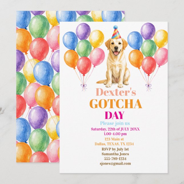Gotcha day Adoption Party Labrador Dog Pet Invitation (Front/Back)