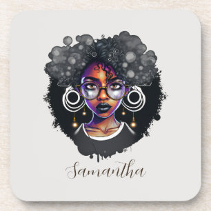 Goth Afro Woman Coaster