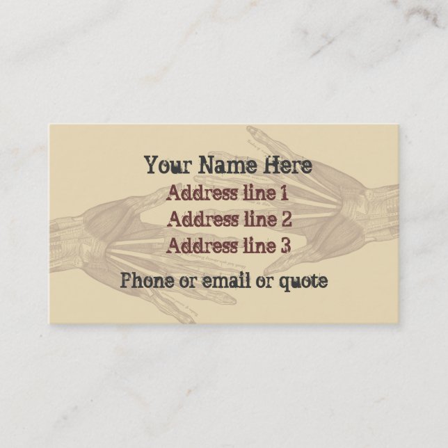 Goth Anatomy Hands Business Card Tan 2 (Front)