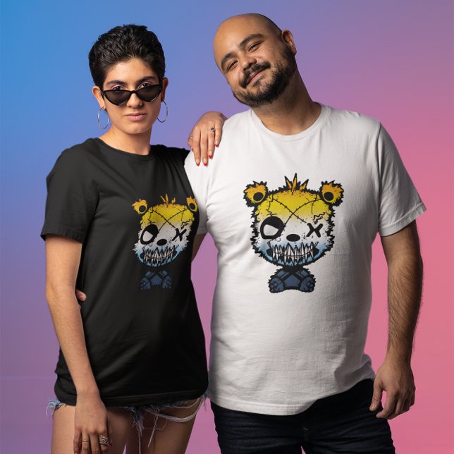 Goth AroAce Pride Flag Coloured Bear T-Shirt (Creator Uploaded)