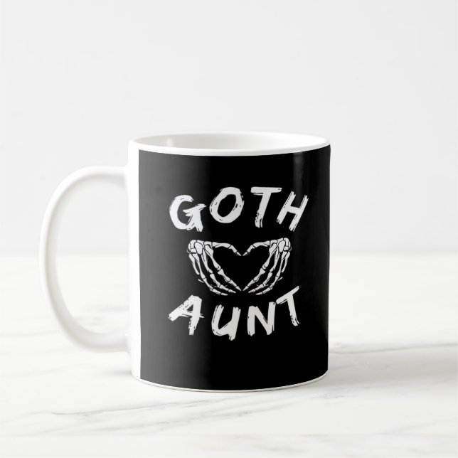 Goth Aunt Funny Emo Auntie Punk Cute Skeleton Hand Coffee Mug (Left)