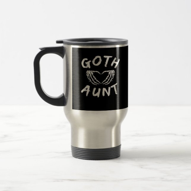 Goth Aunt Funny Emo Auntie Punk Cute Skeleton Hand Travel Mug (Left)