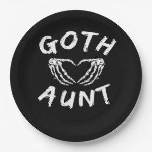 Goth Aunt Punk Skeleton Heart Hands Gothic Design Paper Plate