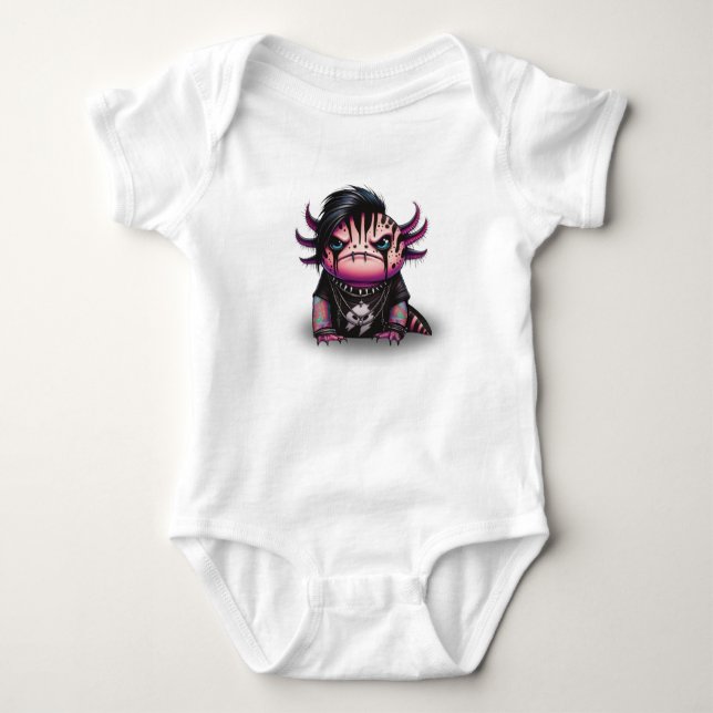 Goth Axolotl One-sie, Baby Bodysuit (Front)