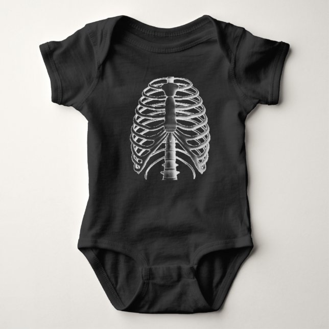 Goth Baby Clothes - Goth Punk Skeleton Ribcage Bodysuit (Front)