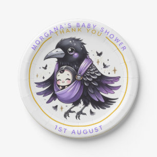 Goth Baby Girl Shower Bat Vampire Thank You Paper Plate