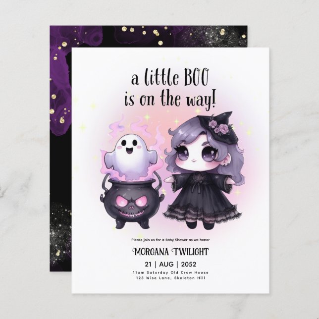 Goth Baby Girl Witch Little Boo on the Way (Front/Back)
