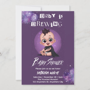 Goth Baby Shower Baby is Brewing Witch Invitation 