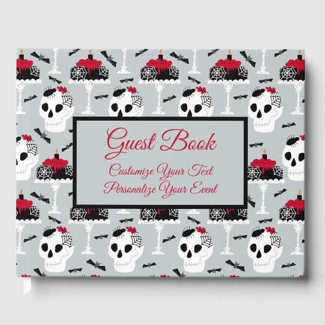 Goth Birthday Graduation Skeleton Spider Cake Guest Book (Front)