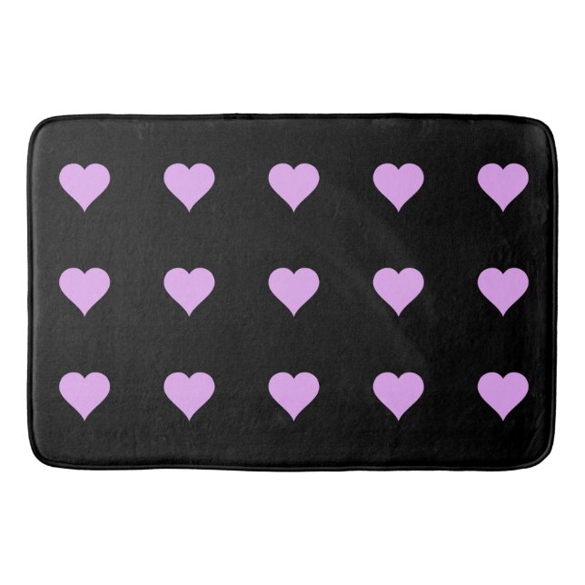 Goth Black and Pink Heart Design Bath Mat (Front)