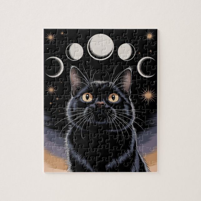Goth Black Cat, Goth Gift, Witching Hour Black Cat Jigsaw Puzzle (Vertical)