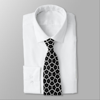 Goth Black Flowers and White Neck Tie