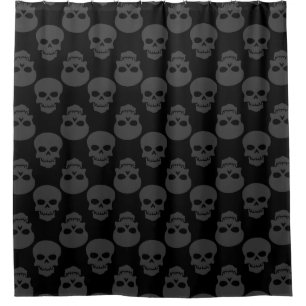 goth black grey halloween skull grey skeleton shower curtain