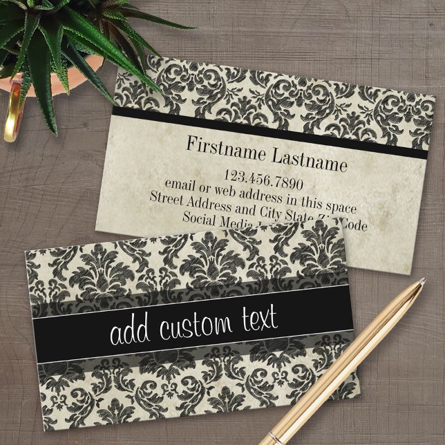 Goth Black Lace and Parchment Wedding Anniversary Business Card (Custom Business Card)