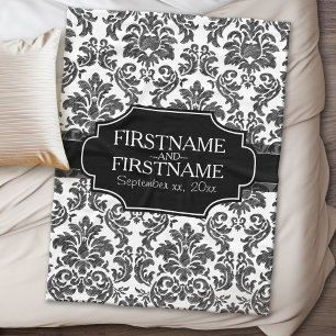 Goth Black Lace and Parchment Wedding Anniversary Fleece Blanket