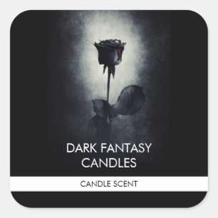 Goth Black Rose Dripping Blood Macabre Candle Square Sticker