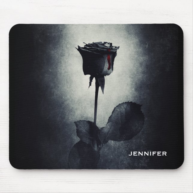 Goth Black Rose Dripping Blood Macabre Mouse Pad (Front)