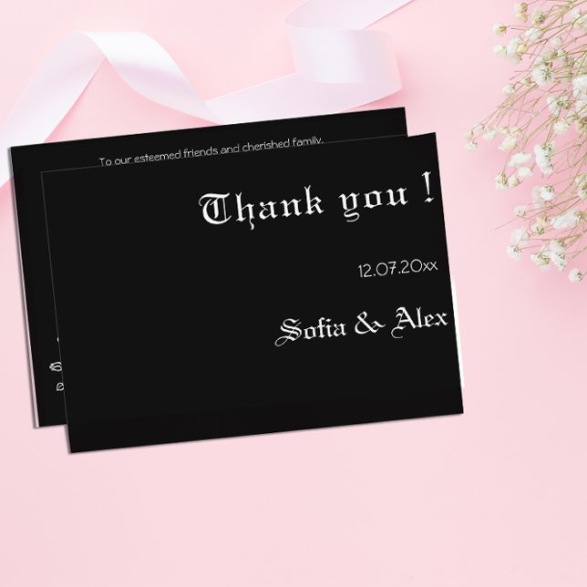 Goth black typoghraphy wedding save the date  thank you card (Creator Uploaded)