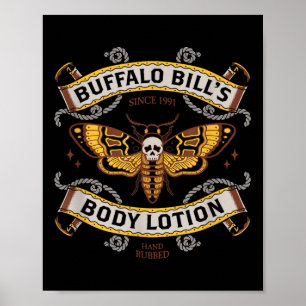 Goth Body Lotion - Deaths Head Moth - Vintage Tatt Poster
