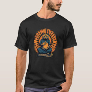 Goth Buddha Yoga Cat Deep in Meditation and Relaxa T-Shirt