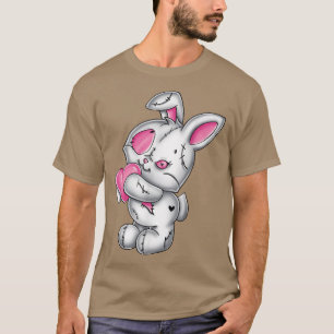 Goth Bunny Cute Creepy Emo Gothic White Bunny Pink T-Shirt