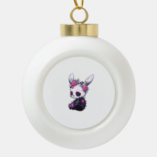 Goth Bunny Gothic Outfit Cute E-Girl Kawaii Rabbit Ceramic Ball Christmas Ornament