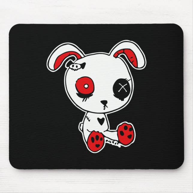 Goth Bunny Lazy Halloween Costume Scary Gothic  Mouse Pad (Front)