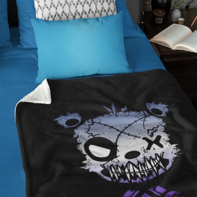 Goth Butch Lesbian Pride Flag Coloured Bear Sherpa Blanket (Creator Uploaded)