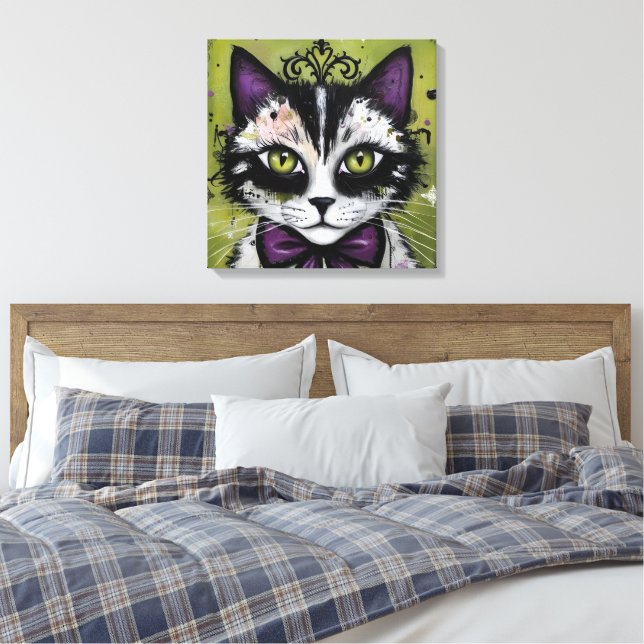 Goth Cat Canvas Print (Insitu(Bedroom))