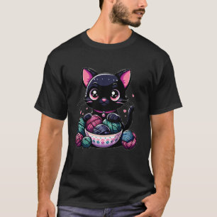 Goth Cat Eating Ramen Noodle Japanese Food Cat Ram T-Shirt