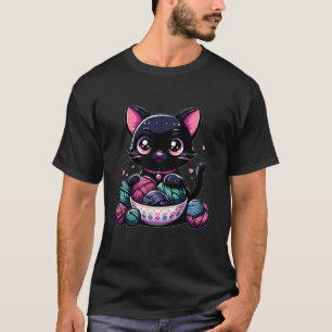 Goth Cat Eating Ramen Noodle Japanese Food Cat Ram T-Shirt