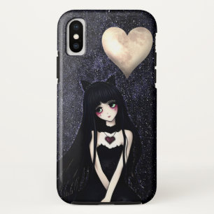 Goth Cat Girl under Heart Moon Case-Mate iPhone Case