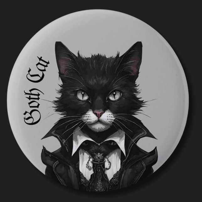 Goth cat Gothic grunge Witchy 6 Cm Round Badge (Creator Uploaded)