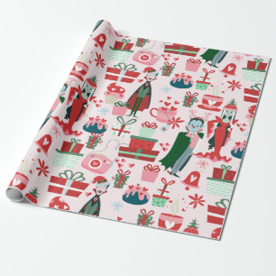 goth christmas horror santa vampire couple wrapping paper