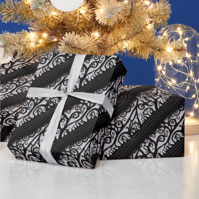 Goth Christmas Wrapping Paper - Black and White (Holidays)