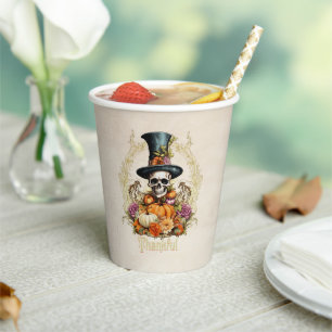 Goth Creepy Skeleton Thankful Paper Cups