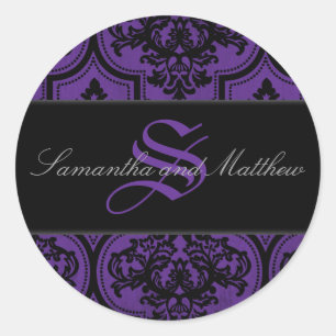 Goth Damask Grunge Monogram Sticker