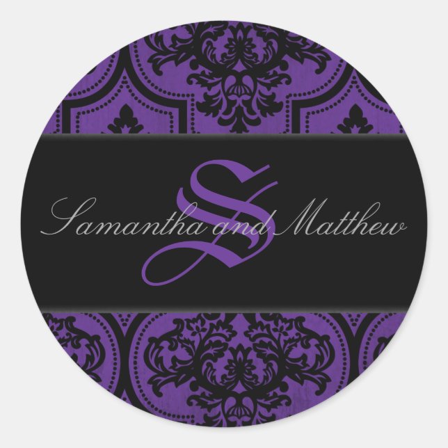 Goth Damask Grunge Monogram Sticker (Front)