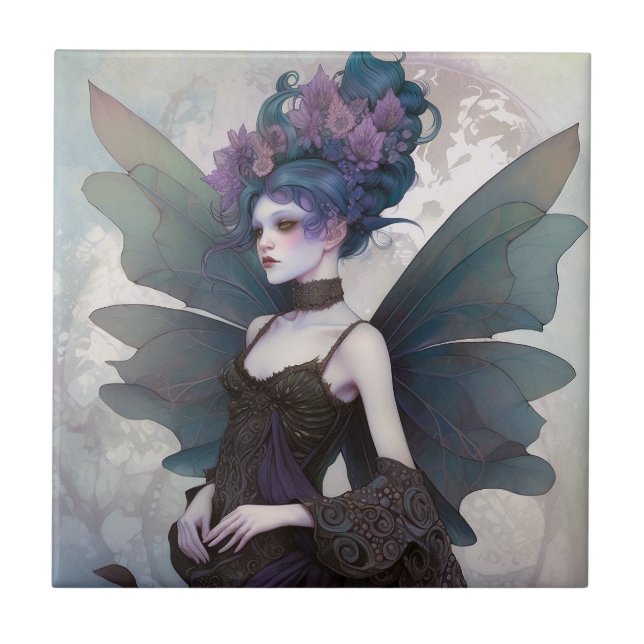 Goth Dark Fairy Girl Fantasy Art Tile (Front)