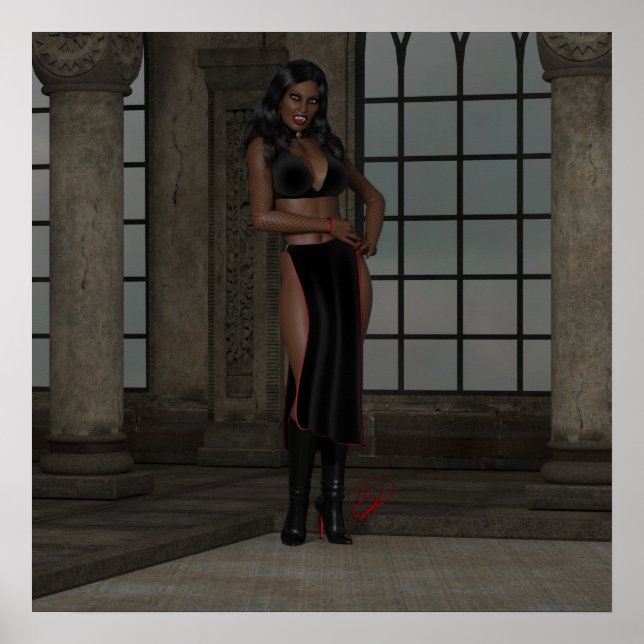 Goth Dark Fantasy African Vampire Woman Poster (Front)