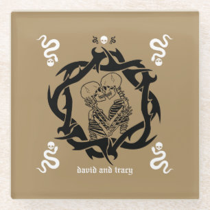 Goth Dark Romantic Lovers Gift Glass Coaster