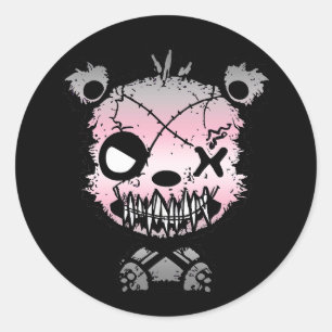 Goth Demigirl Pride Flag Coloured Bear Classic Round Sticker