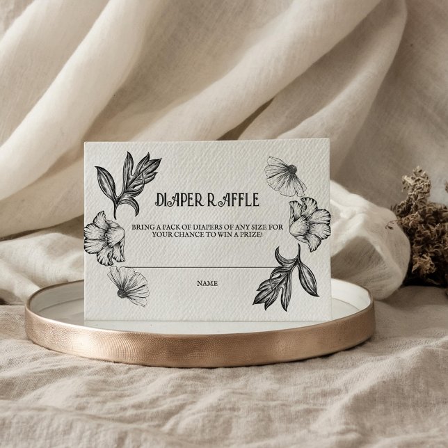 Goth Diaper Raffle Baby Shower Tattoo Flowers Rock Enclosure Card (Creator Uploaded)