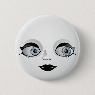 Goth Doll Face 6 Cm Round Badge