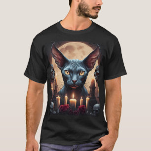 Goth Elf Sphynx Cat Art Occult Halloween T-shirt