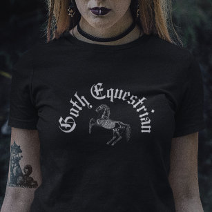 Goth Equestrian Black Skeleton Horse Riding T-Shirt