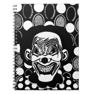 goth Evil Monster creepy Clown Scary Circus art Notebook
