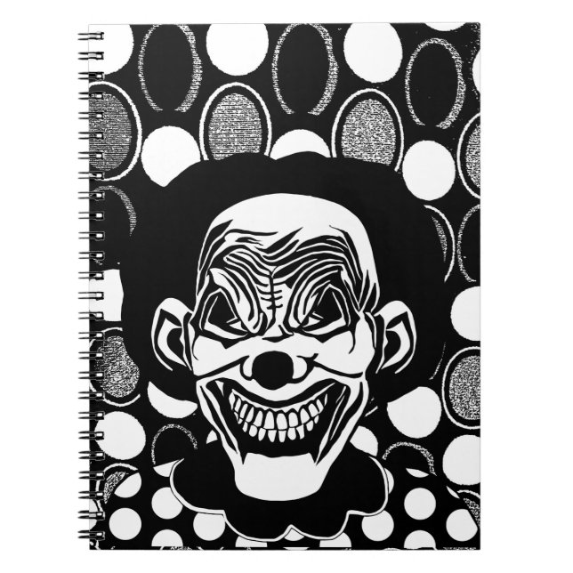 goth Evil Monster creepy Clown Scary Circus art Notebook (Front)