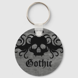 Goth fanged skull Halloween Key Ring