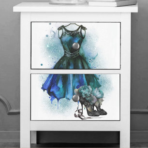 Goth Fashion   Blue Dress with High Heels Splat Tissue Paper